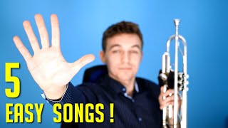 5 EASY Songs on TRUMPET  For Beginners [upl. by Mainis]