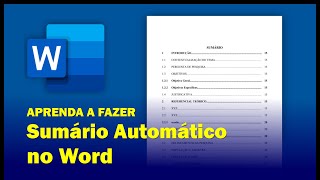 Como fazer SUMÁRIO AUTOMÁTICO NO WORD  Passo a Passo [upl. by Atinob107]