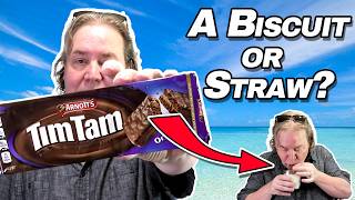 Trying TIM TAM Biscuits for the First Time Australian Snack Taste Test [upl. by Atrebla]