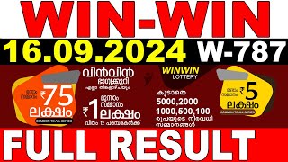 KERALA LOTTERY WINWIN W787  LIVE LOTTERY RESULT TODAY 16092024  KERALA LOTTERY LIVE RESULT [upl. by Juan]