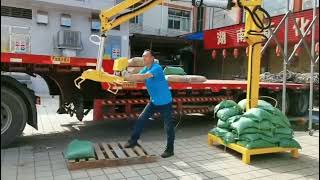 truck load and unload cement bag lifting machine pneumatic lifter device with clamp [upl. by Imarej]