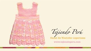 Vestido para bebita de 0 a 3 meses tejido en crochet Parte 3 acabados [upl. by Hairu]