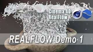 realflow Cinema 4d  Demo 1 fluid simulation [upl. by Celeski31]