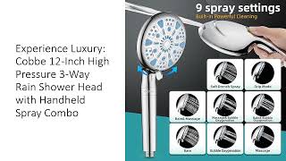 Experience Luxury Cobbe 12Inch High Pressure 3Way Rain Shower Head with Handheld Spray Combo [upl. by Monahan]