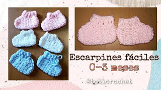 Como tejer Escarpines fáciles a crochet paso a paso 03meses [upl. by Smeaj]