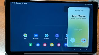 Samsung Galaxy Tab A7 Lite LTE Android 14 One UI 6 0 Incoming Call in Horizontal Landscape Position [upl. by Cram298]