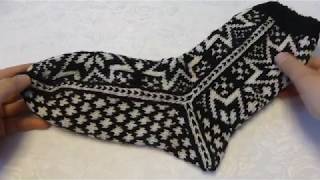 How to knit norwegian quotrussesocksquot with selbu pattern step by step [upl. by Rhynd340]