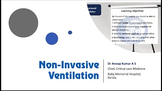 NonInvasive Ventilation Part 1  Webinar Campus  Dr Anoop Kumar A S anoopkumaras [upl. by Gutow]