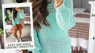 Easy 1 Piece V Stitch Pullover  Crochet Pattern [upl. by Joerg371]