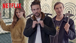 Vikings Valhalla Stars Go AxeThrowing  Netflix [upl. by Venice]