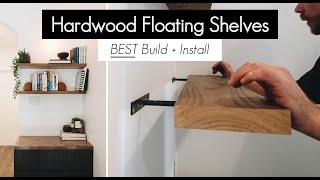 DIY Solid Hardwood Floating Shelves  How to scribe uneven walls and drill straight [upl. by Enalahs]