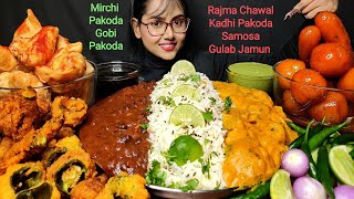 Eating Rajma Chawal Kadhi Pakoda Samosa Gulab jamun  Big Bites  Asmr Eating  Mukbang [upl. by Evangelia498]