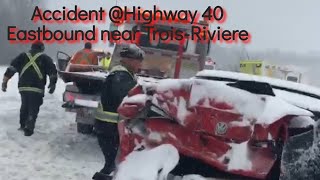 Yamachiche in Mauricie west of Trois Rivière  Car Accident dozen injured [upl. by Nitram466]