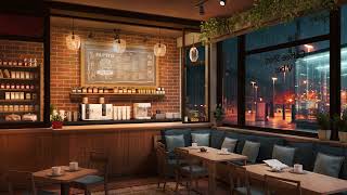 Cozy Coffee Shop Ambience  Smooth Jazz amp Rain Sounds for Studying [upl. by Elva381]