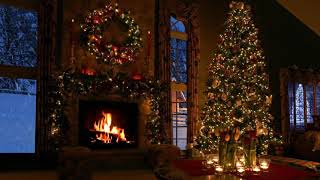 Christmas Fireplace Scene with Snow and Crackling Fire Sounds [upl. by Schubert]