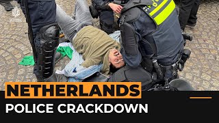 Dutch police arrest proPalestinian protesters in Amsterdam  Al Jazeera Newsfeed [upl. by Nonac615]