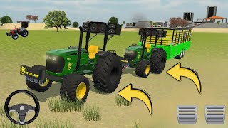 do John Deere Tractor ko trolley ke sath ek sath kaise chalayen  Indian vehicle Simulator 3D [upl. by Chuch]