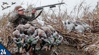 COVERED UP In MALLARDS in a Snowstorm Limited Out  OPENING DAY Duck Hunt [upl. by Fitalludba761]