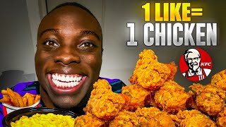 Eating 1 KFC Chicken for every Like [upl. by Pallaten]