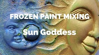 FROZEN PAINT MIXING SUN GODDESS FILLING FREEZING POPPING OUT MIXING [upl. by Euqinor]