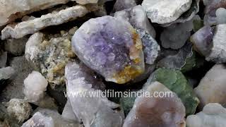 Amethyst geode apophyllite amp Chalsidony collection from Maharashtra  Bedrock and crystals of Ghats [upl. by Holey]