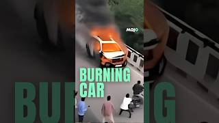 Watch  Driverless Car Catches Fire in Jaipur Speeds Through Busy Road viralvideo [upl. by Ecyoj]