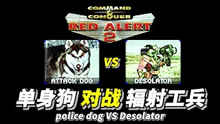 Red Alert 2 YR police dog VS Desolator 10000二哈 对战 1辐射工兵 红警红色警戒2 [upl. by Vernen]