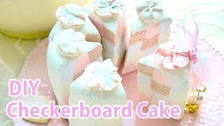 How to make Alice in Wonderland Checkerboard Cake アリス風 チェック柄ケーキの作り方 [upl. by Yonita941]