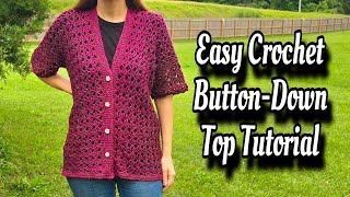 Easy Crochet Button Down Great For Beginner  Secret Harmonies [upl. by Assirat959]