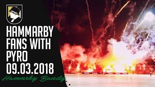 Hammarby fans with pyro 09032018 Bandy 12final [upl. by Dnomrej]