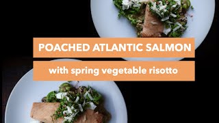 Poached Atlantic Salmon over Spring Vegetable Risotto [upl. by Rolyks]