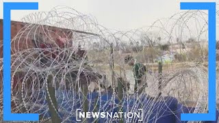 Migrants stuck between razor wire river at Texas border  NewsNation Live [upl. by Enoved]