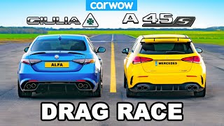 AMG A45 S v Alfa Romeo Giulia QV  DRAG RACE [upl. by Natsrik]