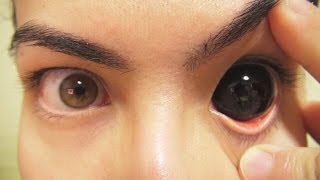 How to Insert And Remove Black Sclera Contact Lenses Fxeyes [upl. by Norvun]