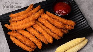 Babycorn Fritters Crispy Baby Corn Recipe Evening Snacks [upl. by Annaiek547]