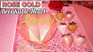 Trending Breakable Heart Rose Gold  Glitter amp Marble Chocolate Covered Strawberries [upl. by Ally836]