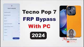 Tecno Pop 7 Frp Bypass New Method 2024 [upl. by Retsel825]