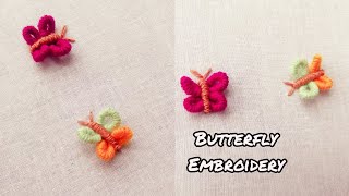 Hand embroidery tutorial  butterfly embroidery 2 minutes [upl. by Bellina211]