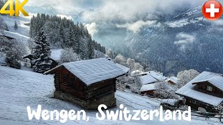 Wengen Switzerland 4K  The most Beautiful Winter Destinations  Snowy Walk in Swiss alps [upl. by Atirahc]