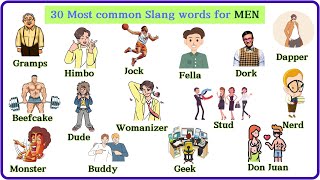 Lesson 144 Top 30 Slang Words for Men  Fun amp Easy English Vocabulary slangwords vocabulary [upl. by Guevara]