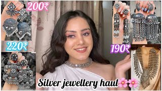 Huge silver jewellery haul under 299₹😍  Best affordable oxidised jewellery  kp styles [upl. by Carmelo]