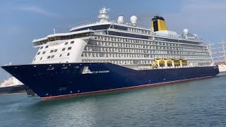 Saga cruise shipSpirit of Discovery leaving Portsmouth port for Falmouth [upl. by Yssac853]