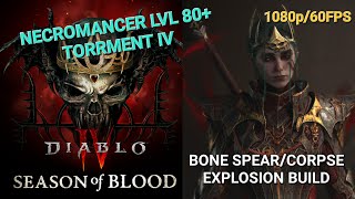 NECROMANCER BONE SPEARCORPSE EXPLOSION BUILD DIABLO 4  PS5 Gameplay [upl. by Ranee]