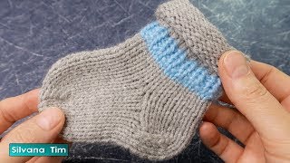 Como tejer CALCETINES PARA BEBE MEDIAS para BEBES TEJIDOS con cinco Agujas  silvana tim № 940 [upl. by Sabella]