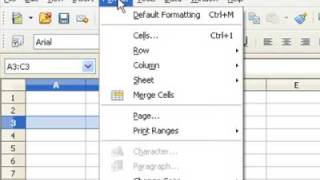 Open Office Calc  Merge cells [upl. by Arelus74]