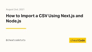 How to Import a CSV Using Nextjs and Nodejs [upl. by Inirt99]