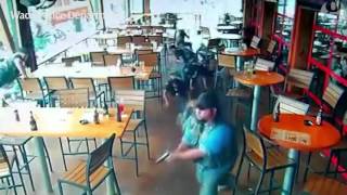 Waco biker gang shootout captured on restaurants CCTV [upl. by Nauqes]