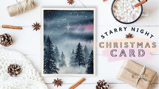 Starry Night Watercolour Christmas Card [upl. by Croom836]