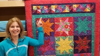 Kaffe Stars Quilt  Bonus Kite Tail Borders [upl. by Costanza]