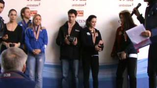 Worlds 2010 VirtueMoir DavisWhite PéchalatBourzat FaiellaScalli small medal ceremony 2 [upl. by Macegan284]